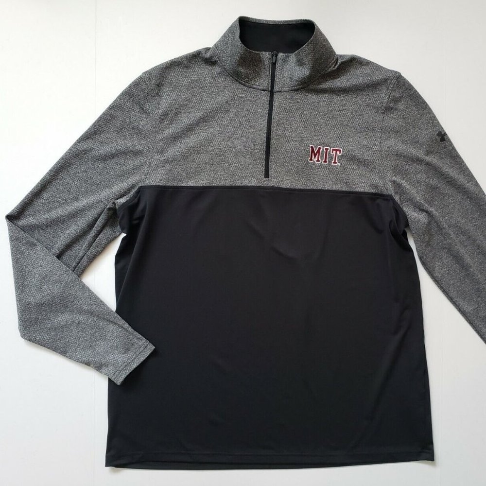Under Amour MIT 1/4 Zip Up Pullover Jacket Long Sleeve Grey Black Embroidered